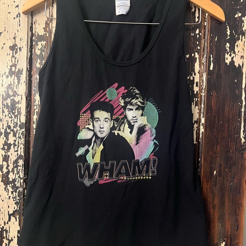 Black WHAM! Graphic Art Tank Top 80’a look tank top. Unisex size Medium.